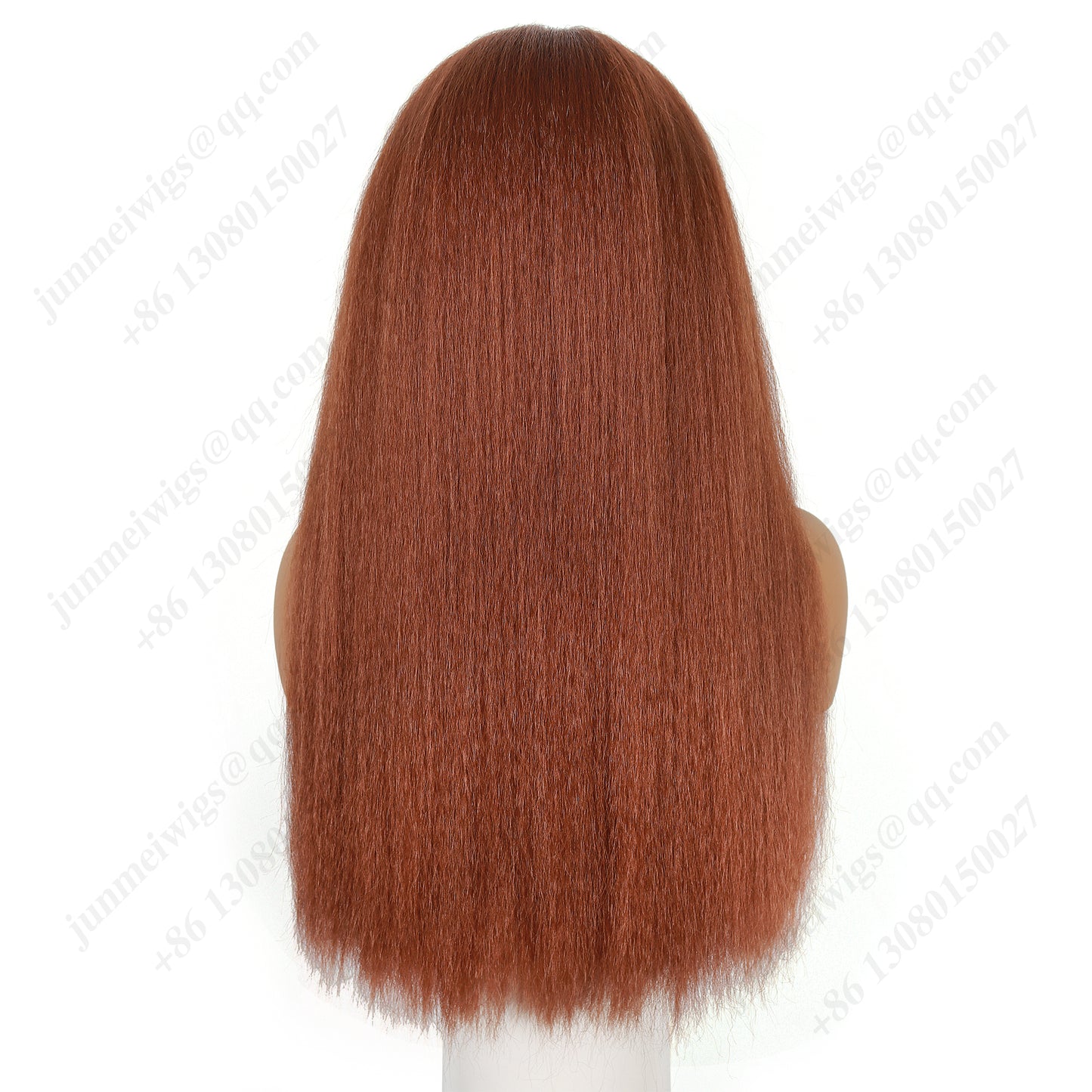24 Inch 4×4 Lace Front Wig Kinky Straight #30 Auburn - Statement Look | Effortless Glam