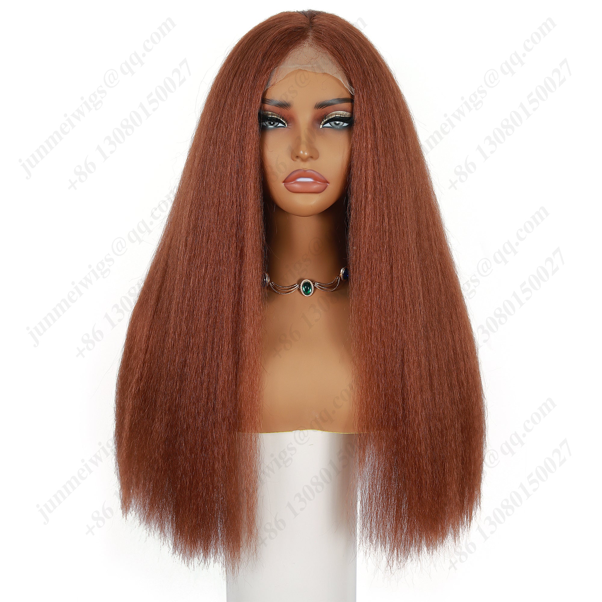 24 Inch 4×4 Lace Front Wig Kinky Straight #30 Auburn - Statement Look | Effortless Glam