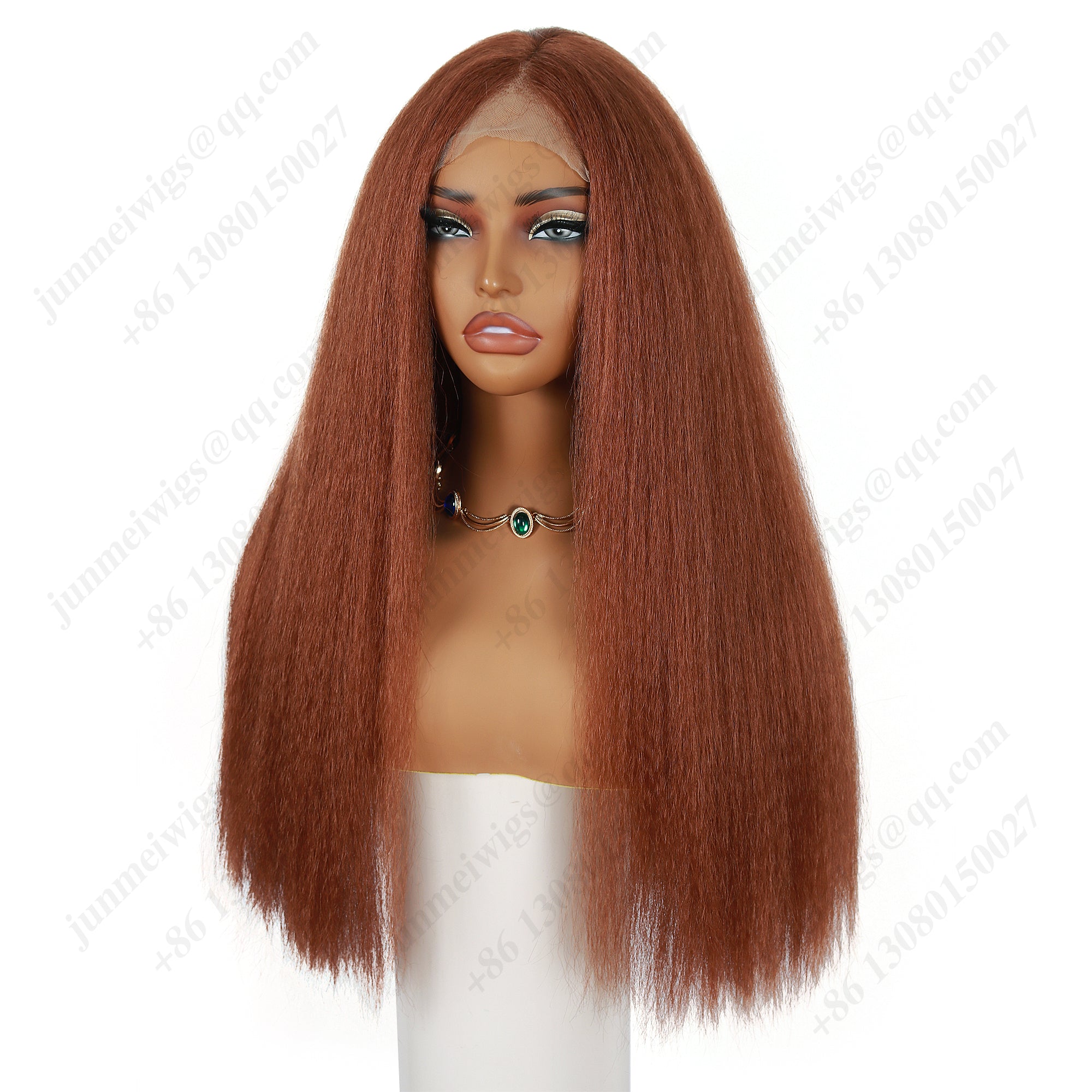 24 Inch 4×4 Lace Front Wig Kinky Straight #30 Auburn - Statement Look | Effortless Glam
