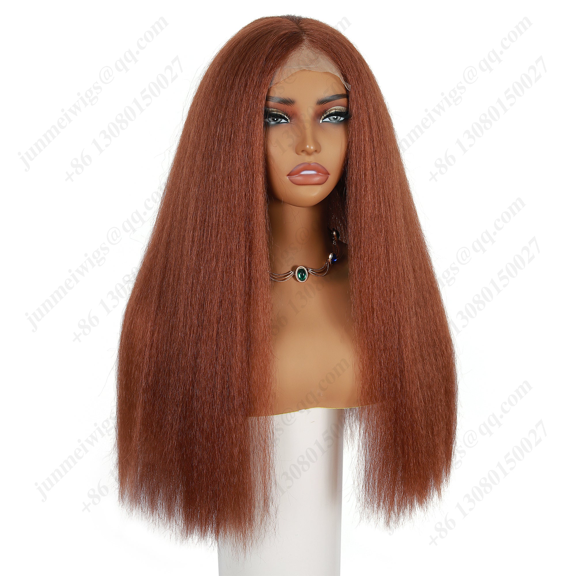 24 Inch 4×4 Lace Front Wig Kinky Straight #30 Auburn - Statement Look | Effortless Glam