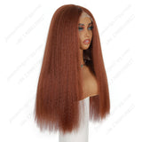 24 Inch 4×4 Lace Front Wig Kinky Straight #30 Auburn - Statement Look | Effortless Glam