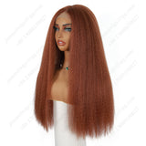 24 Inch 4×4 Lace Front Wig Kinky Straight #30 Auburn - Statement Look | Effortless Glam