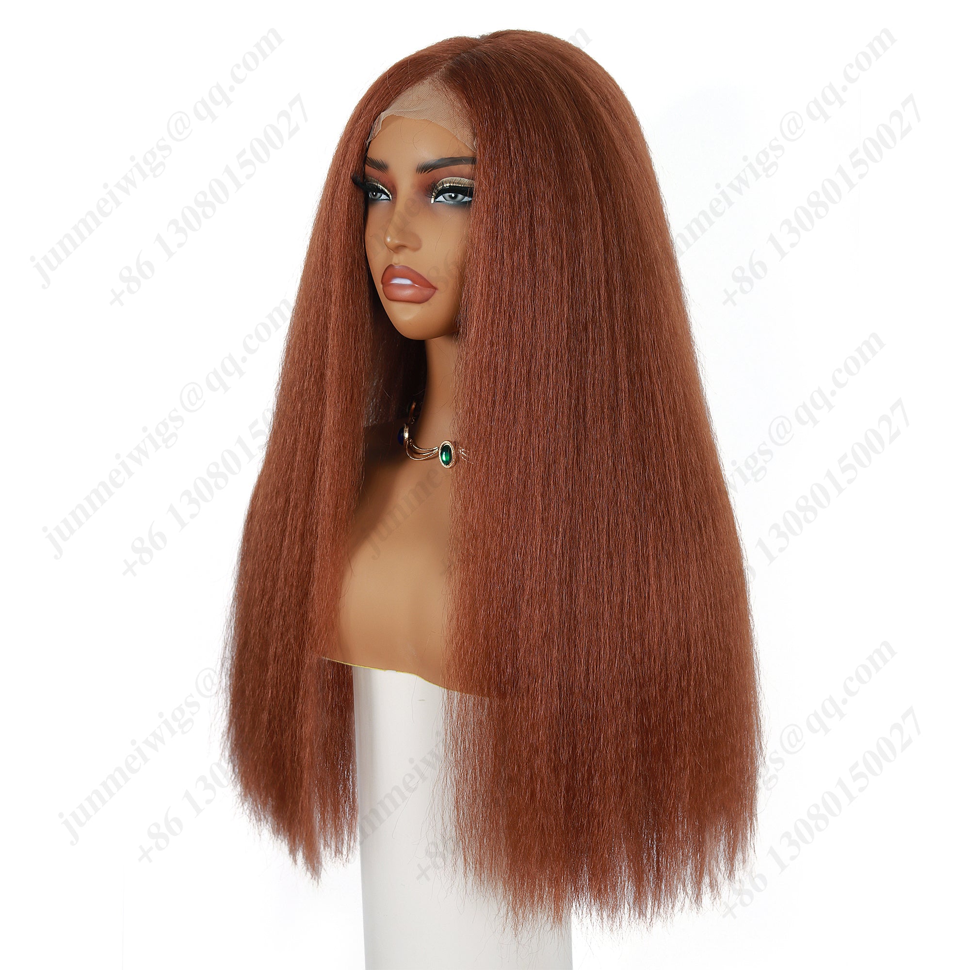 24 Inch 4×4 Lace Front Wig Kinky Straight #30 Auburn - Statement Look | Effortless Glam