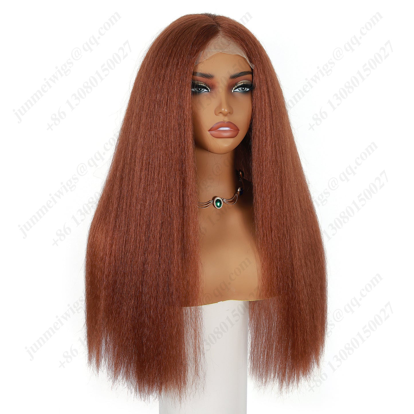 24 Inch 4×4 Lace Front Wig Kinky Straight #30 Auburn - Statement Look | Effortless Glam