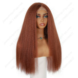 24 Inch 4×4 Lace Front Wig Kinky Straight #30 Auburn - Statement Look | Effortless Glam