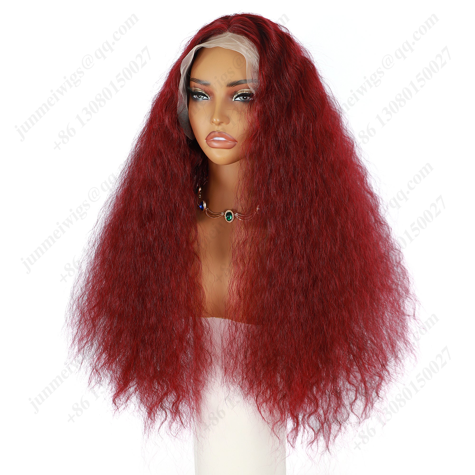 22 Inch 13×4 Lace Front Wig Kinky Curly Burgundy - Perfect for Party | Eye-Catching & Heat Resistant
