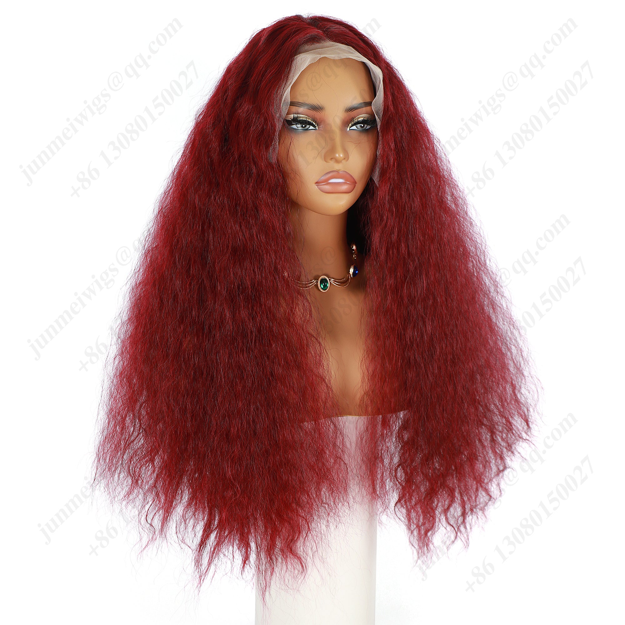 22 Inch 13×4 Lace Front Wig Kinky Curly Burgundy - Perfect for Party | Eye-Catching & Heat Resistant