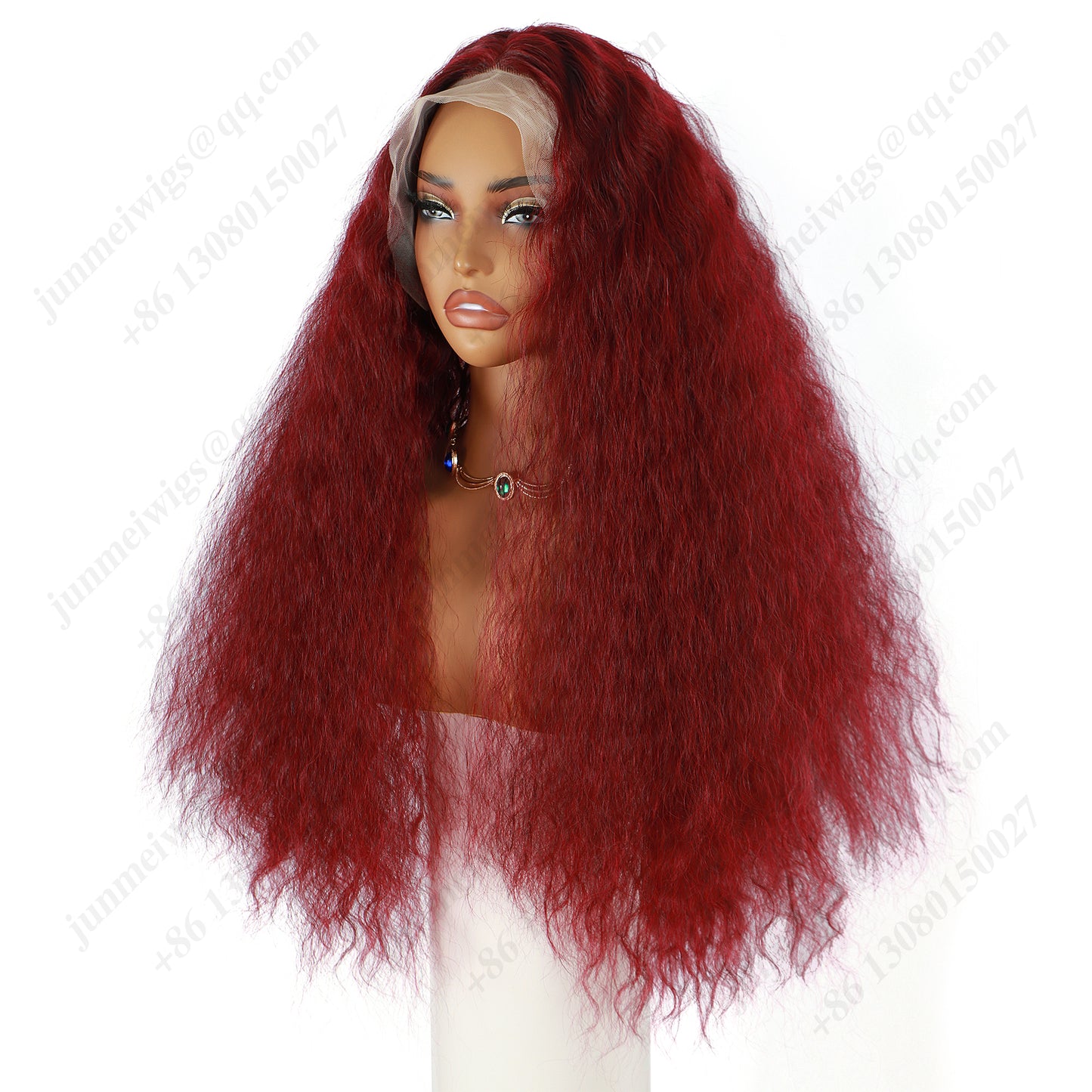 22 Inch 13×4 Lace Front Wig Kinky Curly Burgundy - Perfect for Party | Eye-Catching & Heat Resistant