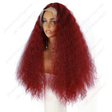22 Inch 13×4 Lace Front Wig Kinky Curly Burgundy - Perfect for Party | Eye-Catching & Heat Resistant