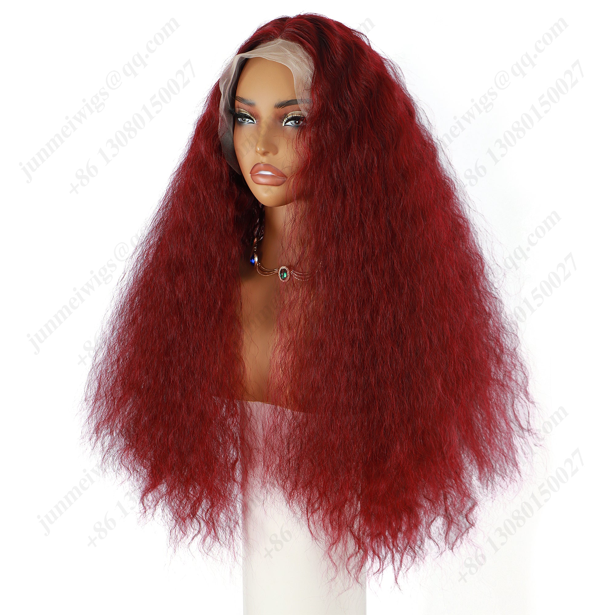 22 Inch 13×4 Lace Front Wig Kinky Curly Burgundy - Perfect for Party | Eye-Catching & Heat Resistant
