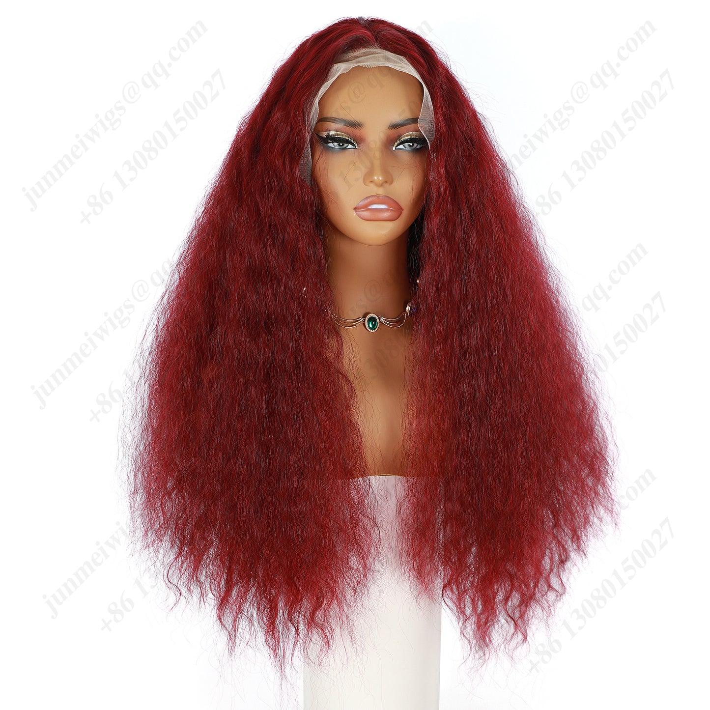 22 Inch 13×4 Lace Front Wig Kinky Curly Burgundy - Perfect for Party | Eye-Catching & Heat Resistant