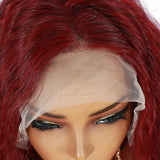 22 Inch 13×4 Lace Front Wig Kinky Curly Burgundy - Perfect for Party | Eye-Catching & Heat Resistant