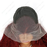 22 Inch 13×4 Lace Front Wig Kinky Curly Burgundy - Perfect for Party | Eye-Catching & Heat Resistant