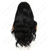 ModeMuse 24 Inch 13×4 HD Lace Front Synthetic Wig – Big Wave, Middle Part, Natural Black, Natural Hairline