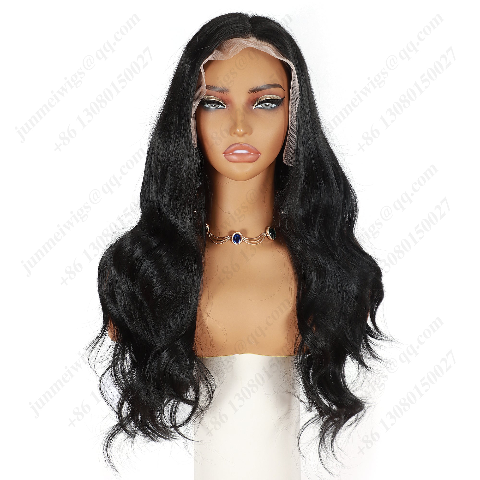 ModeMuse 24 Inch 13×4 HD Lace Front Synthetic Wig – Big Wave, Middle Part, Natural Black, Natural Hairline