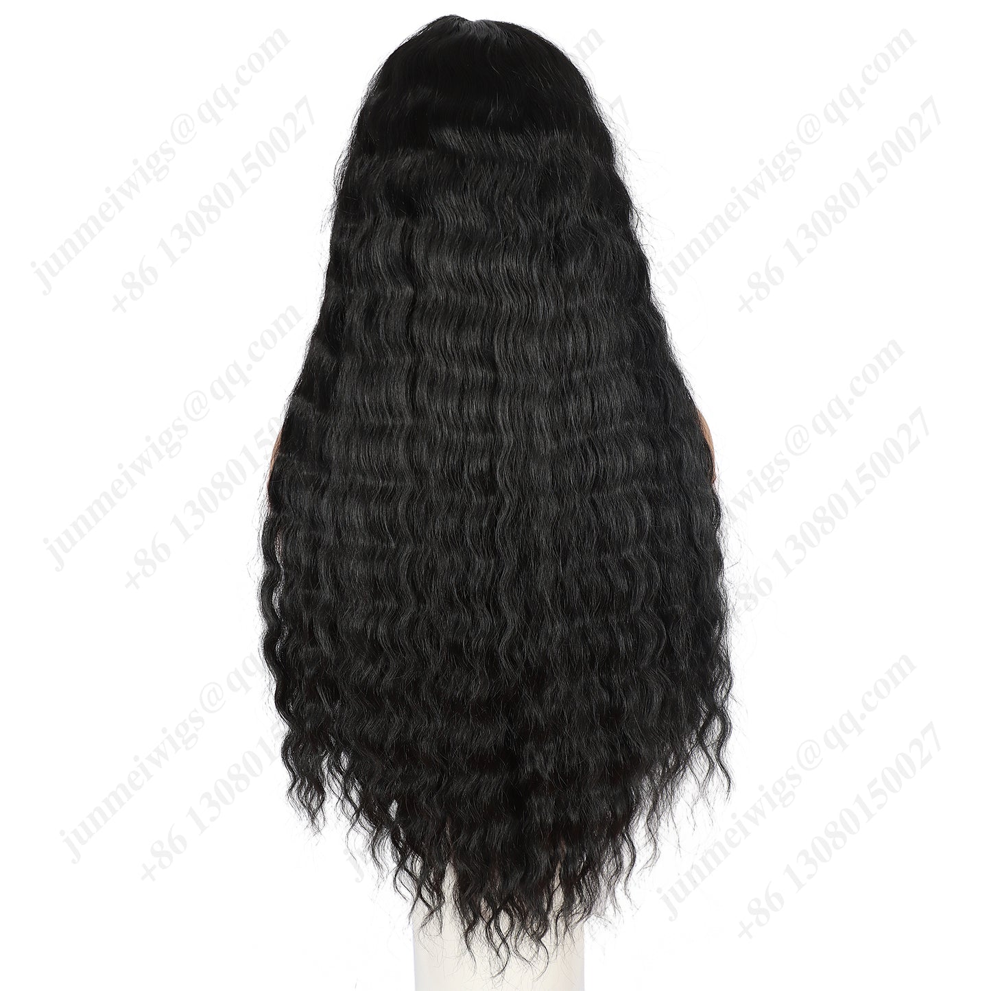 ModeMuse 28 Inch 13×4 HD Lace Front Synthetic Wig – Deep Wave, Middle Part, Natural Black, Natural Hairline