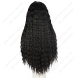 ModeMuse 28 Inch 13×4 HD Lace Front Synthetic Wig – Deep Wave, Middle Part, Natural Black, Natural Hairline