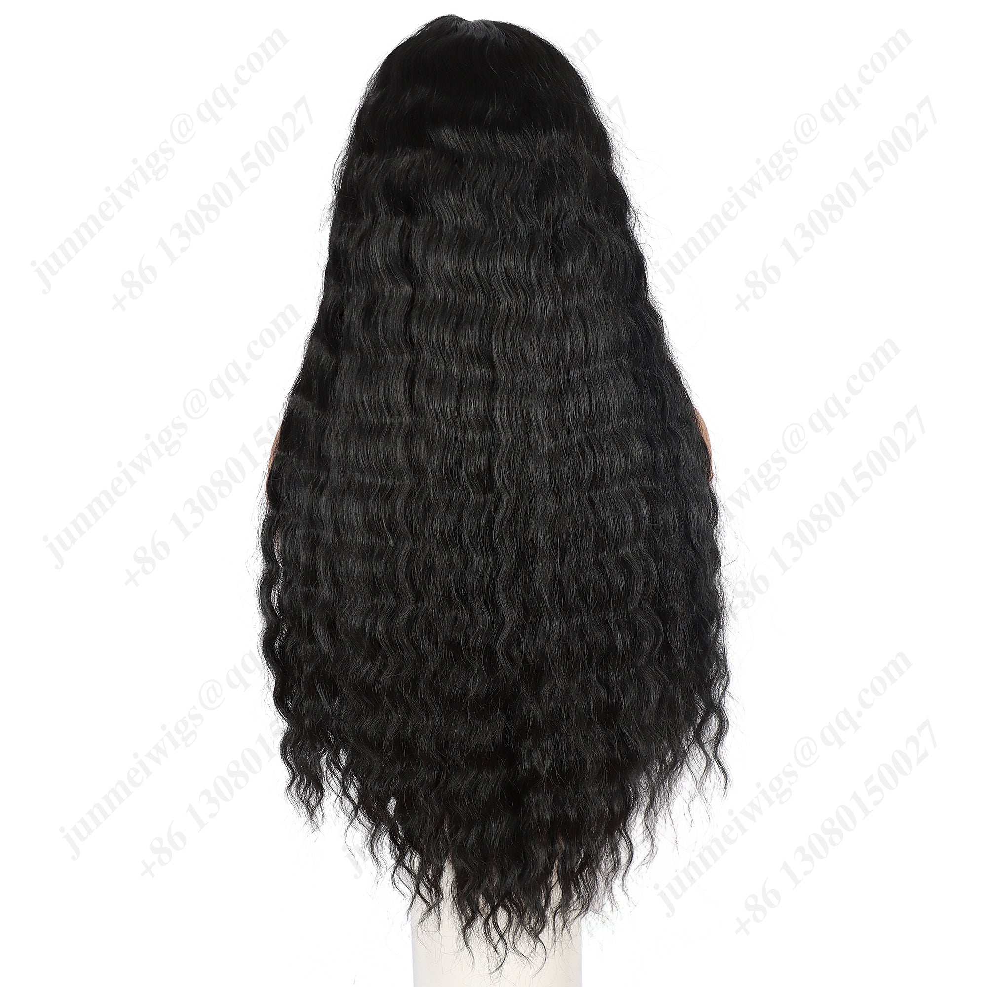 ModeMuse 28 Inch 13×4 HD Lace Front Synthetic Wig – Deep Wave, Middle Part, Natural Black, Natural Hairline