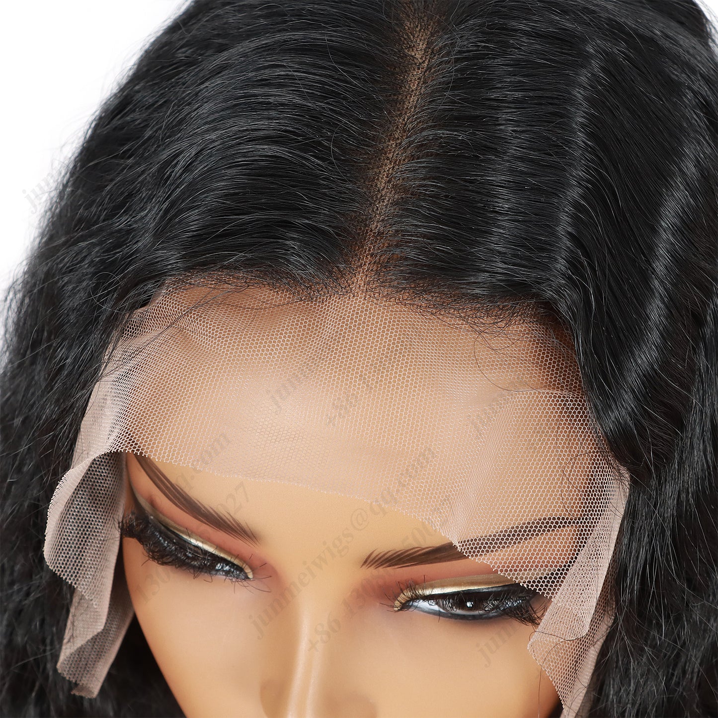 ModeMuse 28 Inch 13×4 HD Lace Front Synthetic Wig – Deep Wave, Middle Part, Natural Black, Natural Hairline