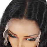 ModeMuse 28 Inch 13×4 HD Lace Front Synthetic Wig – Deep Wave, Middle Part, Natural Black, Natural Hairline