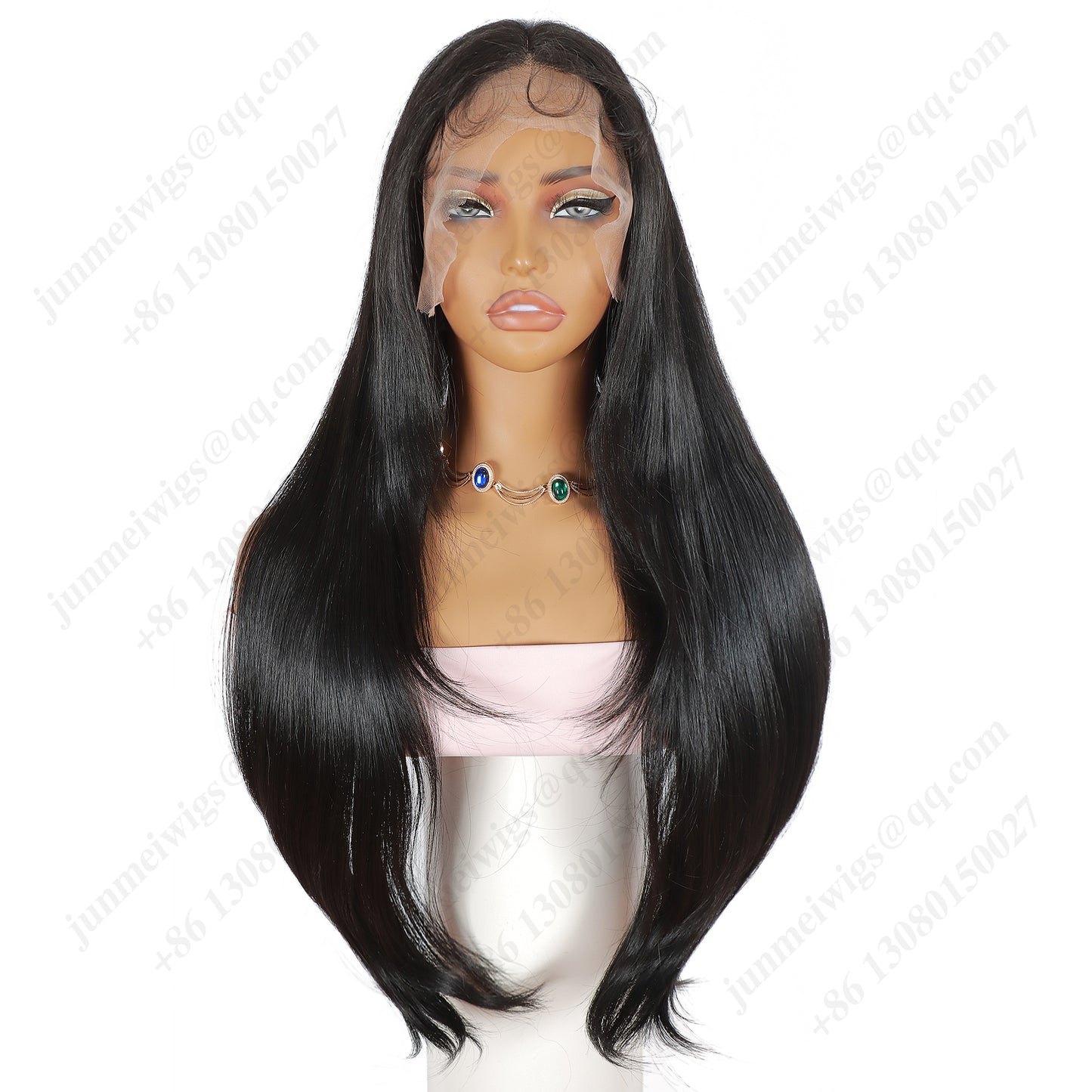 ModeMuse 28 Inch 13×4 HD Lace Front Synthetic Wig – Straight, Middle Part, Natural Black, Natural Hairline