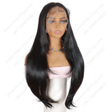 ModeMuse 28 Inch 13×4 HD Lace Front Synthetic Wig – Straight, Middle Part, Natural Black, Natural Hairline