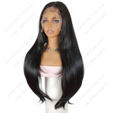 ModeMuse 28 Inch 13×4 HD Lace Front Synthetic Wig – Straight, Middle Part, Natural Black, Natural Hairline