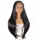 ModeMuse 28 Inch 13×4 HD Lace Front Synthetic Wig – Straight, Middle Part, Natural Black, Natural Hairline