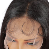 ModeMuse 28 Inch 13×4 HD Lace Front Synthetic Wig – Straight, Middle Part, Natural Black, Natural Hairline