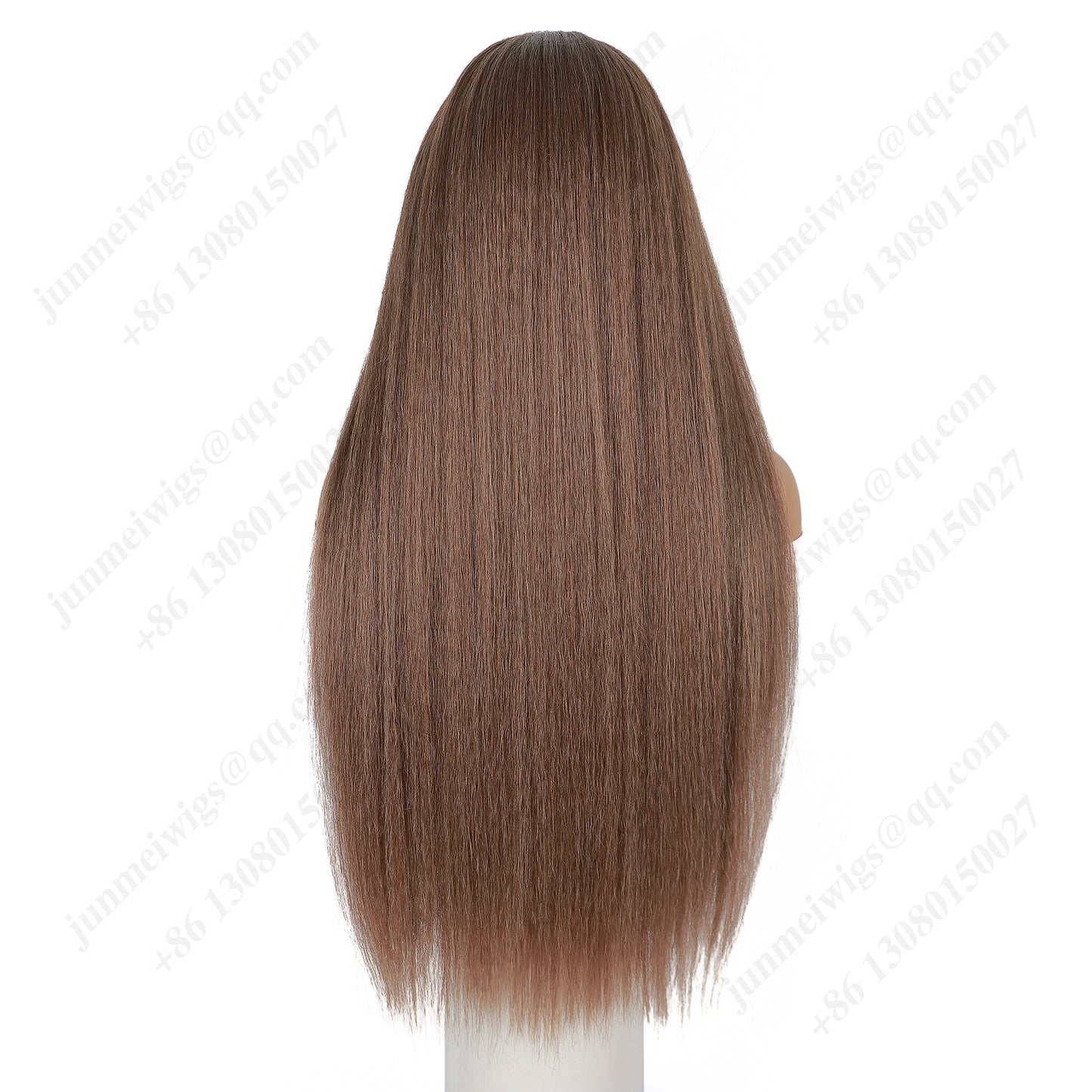 ModeMuse 28 Inch 4×4 HD Lace Front Synthetic Wig – Yaki Straight, Middle Part, Natural Brown, Natural Hairline