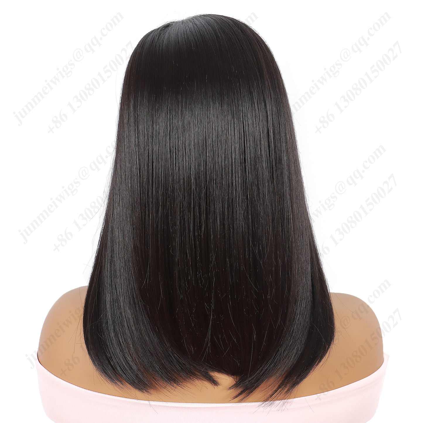 12 Inch Lace wig with parting Medium Bob Straight Natural Black - Daily Wear | Low-Maintenance & Chic