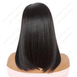 12 Inch Lace wig with parting Medium Bob Straight Natural Black - Daily Wear | Low-Maintenance & Chic