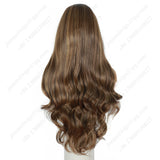 ModeMuse 24 Inch HD Lace Front Synthetic Wig – Long Loose Wave, Middle Part, Golden Brown Blend, Natural Hairline for Events