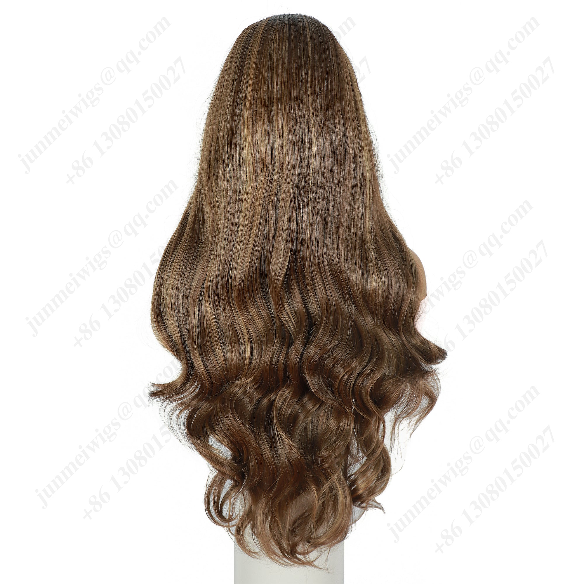 ModeMuse 24 Inch HD Lace Front Synthetic Wig – Long Loose Wave, Middle Part, Golden Brown Blend, Natural Hairline for Events