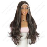 ModeMuse 26 Inch HD Lace Front Synthetic Wig – Long Loose Wave, Middle Part, Dark Brown with Pink Highlights, Natural Hairline for Special Occasions