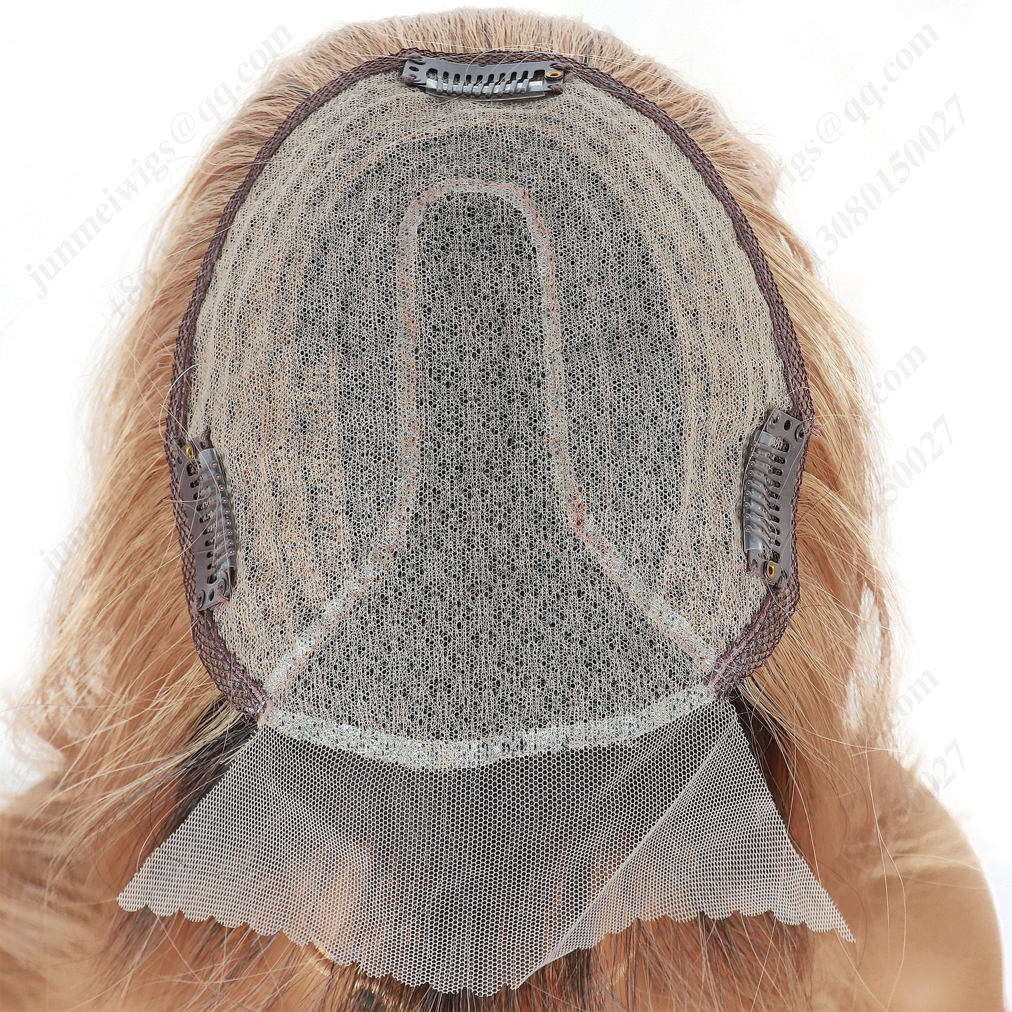 Black and brown gradient, eight-shaped bangs, straight hair, lace hair piece
