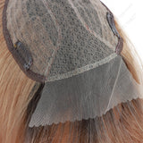 Black and brown gradient, eight-shaped bangs, straight hair, lace hair piece