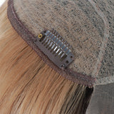 Black and brown gradient, eight-shaped bangs, straight hair, lace hair piece