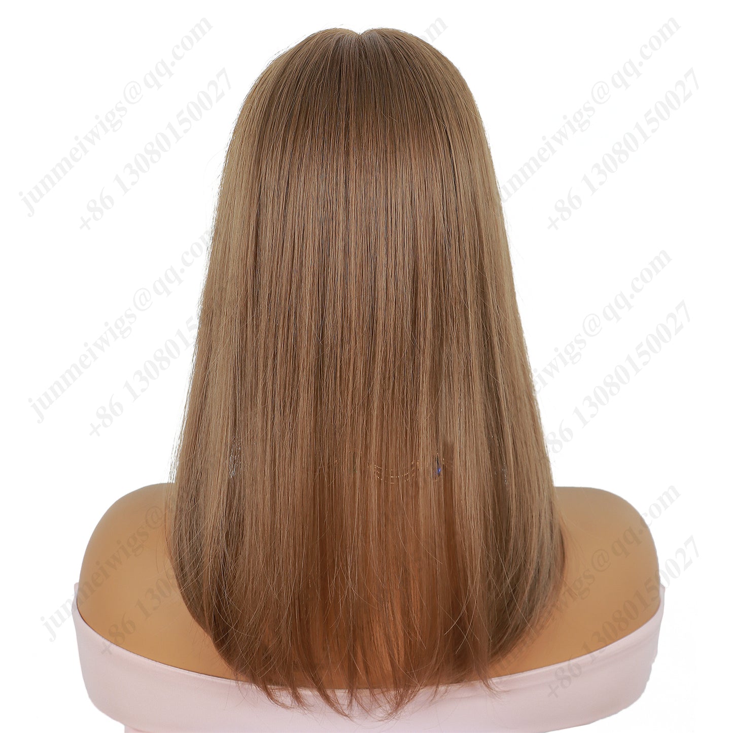 Golden brown color, long bangs, straight hair, lace hair piece