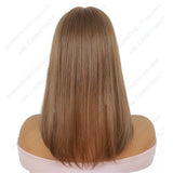 Golden brown color, long bangs, straight hair, lace hair piece