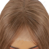 Golden brown color, long bangs, straight hair, lace hair piece