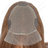 Golden brown color, long bangs, straight hair, lace hair piece