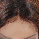 10 Inch T Part Lace Front Wig Long Bob Straight Ombre Black to Orange - Statement Ready