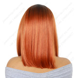10 Inch T Part Lace Front Wig Long Bob Straight Ombre Black to Orange - Statement Ready