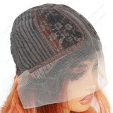 10 Inch T Part Lace Front Wig Long Bob Straight Ombre Black to Orange - Statement Ready