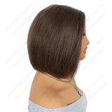 8 Inch T Part Lace Front Wig Medium Bob Straight Dark Brown - Daily Wear | Low-Maintenance & Chic