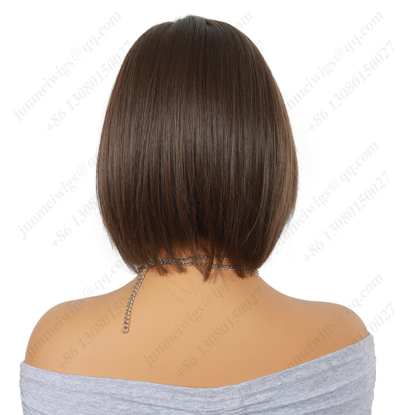 8 Inch T Part Lace Front Wig Medium Bob Straight Dark Brown - Daily Wear | Low-Maintenance & Chic