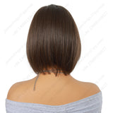 8 Inch T Part Lace Front Wig Medium Bob Straight Dark Brown - Daily Wear | Low-Maintenance & Chic
