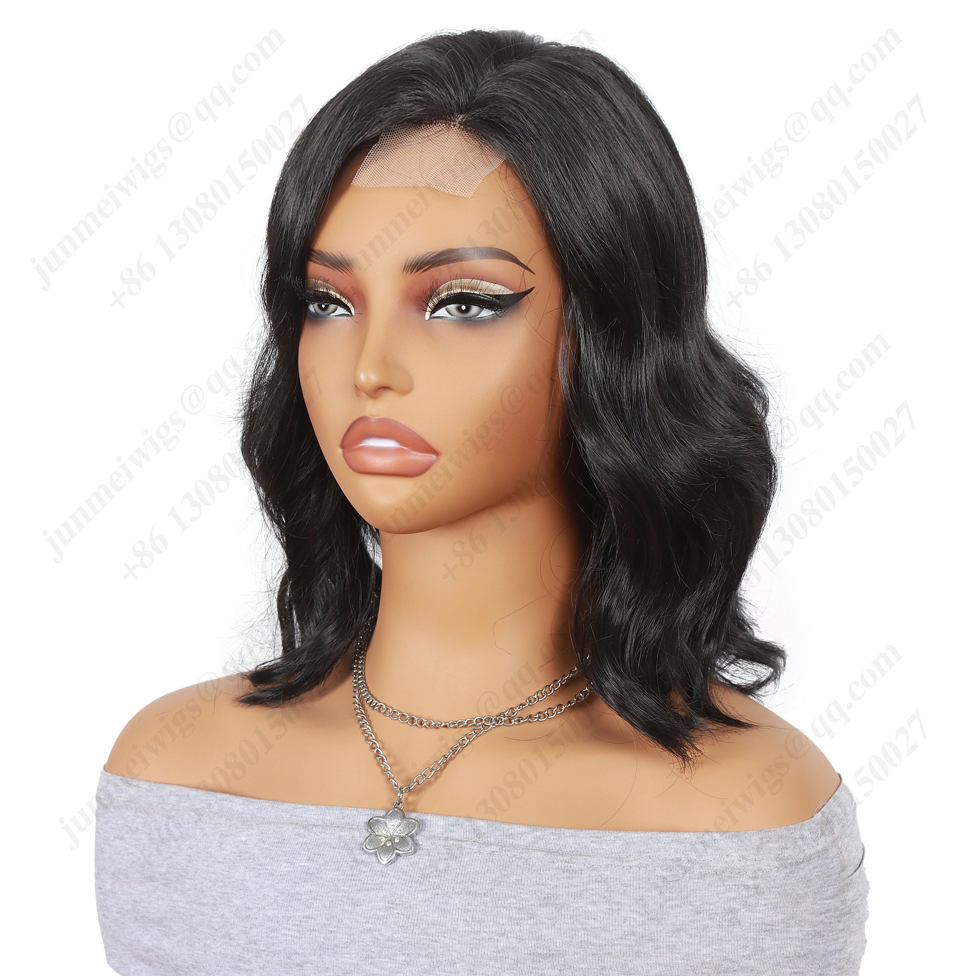12 Inch T Part Lace Front Wig Bob Body Wave Natural Black - Daily Essential