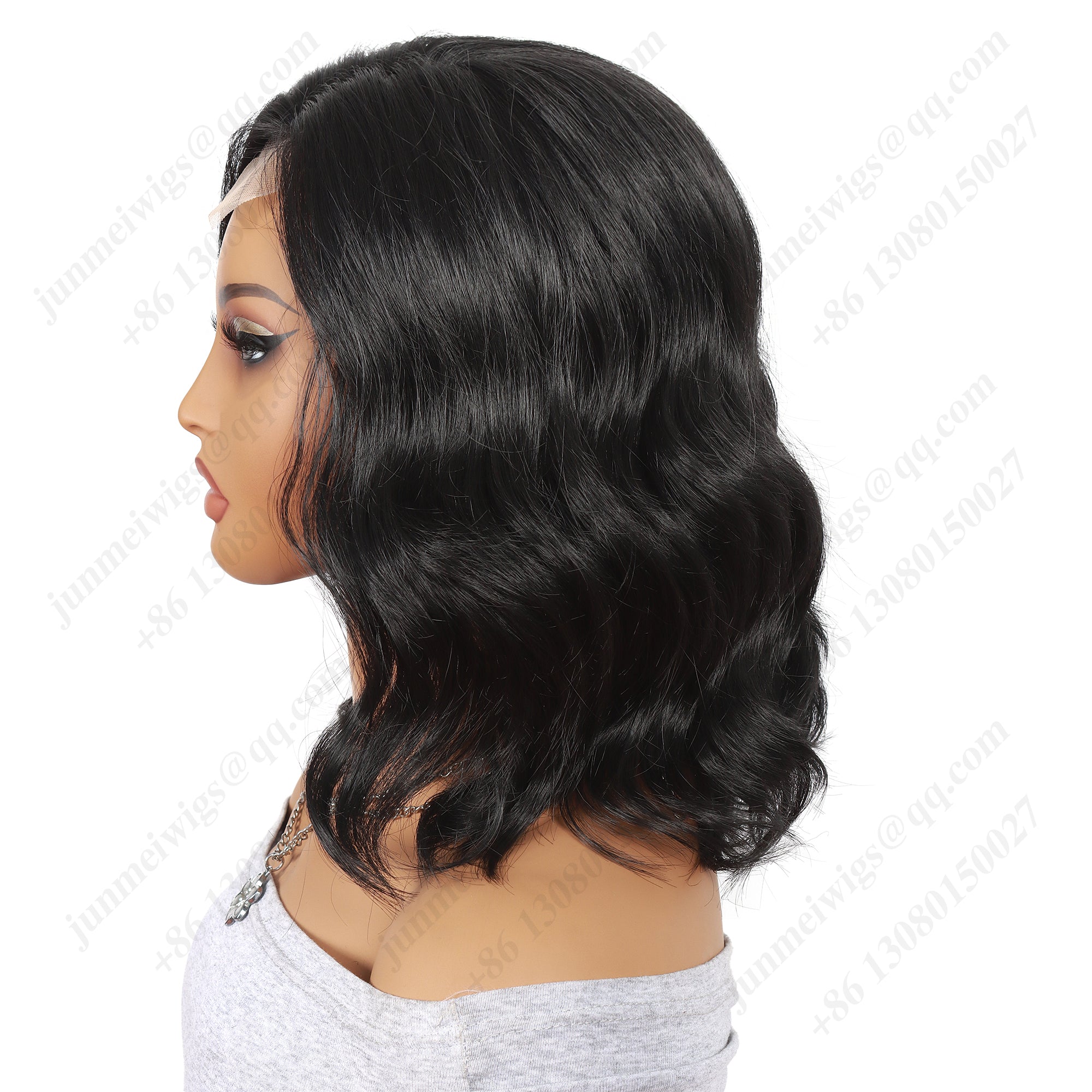 12 Inch T Part Lace Front Wig Bob Body Wave Natural Black - Daily Essential